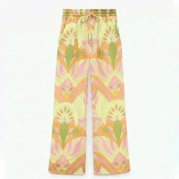 Zara Loose Fitting Satin High Waisted Print Pant Size XS EUC! - Picture 6 of 12